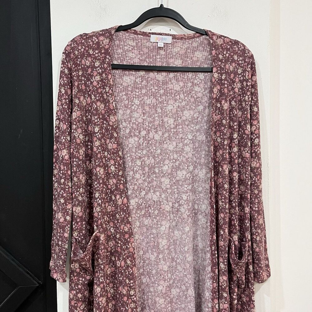 Lularoe Floral Longsleeve Ribbed Cardigan Size XS Pockets - Picture 2 of 7